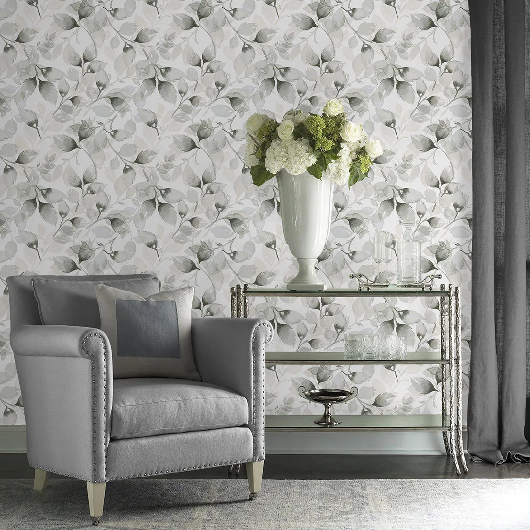 Watercolor Tossed Leaves Peel-and-Stick Luxe Haven Wallpaper