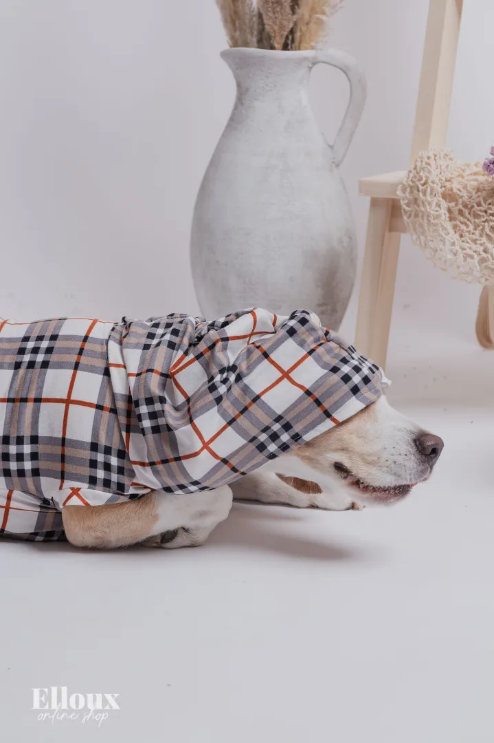 White Checkered FurBaby Hoodie and FurMom Self-Tie Coordinates