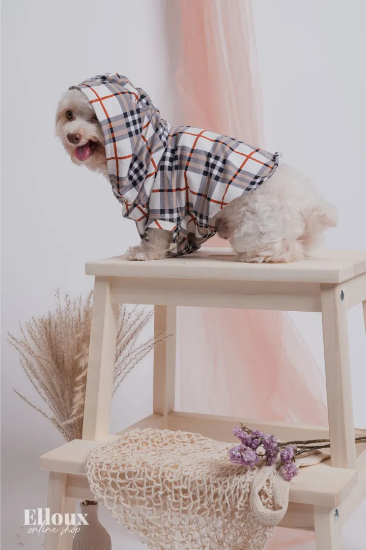 White Checkered FurBaby Hoodie and FurMom Self-Tie Coordinates