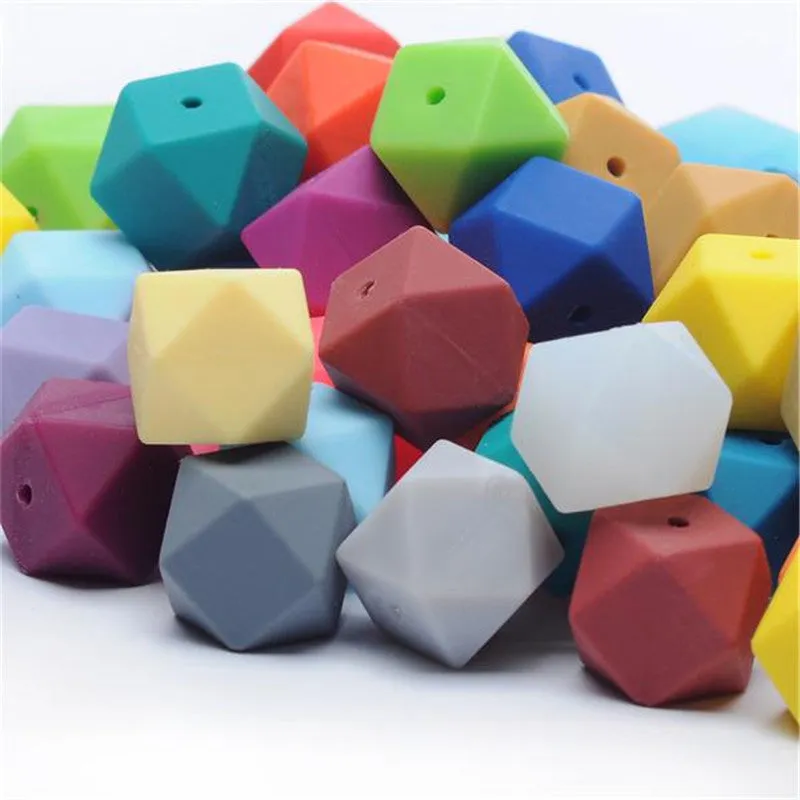 Wholesale 100PCS 17MM Silicone Hexagon Baby Teether Beads