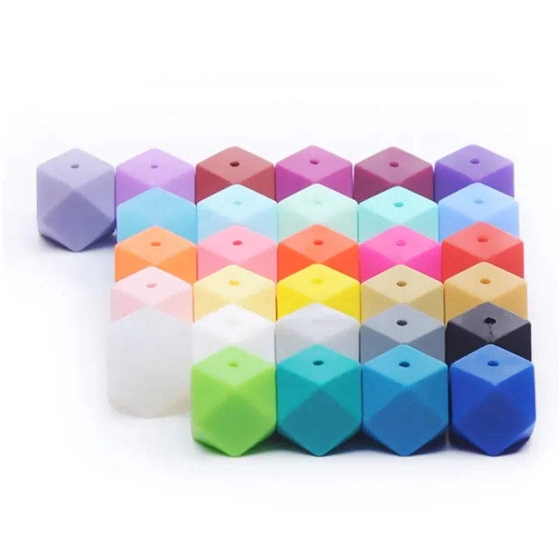Wholesale 100PCS 17MM Silicone Hexagon Baby Teether Beads