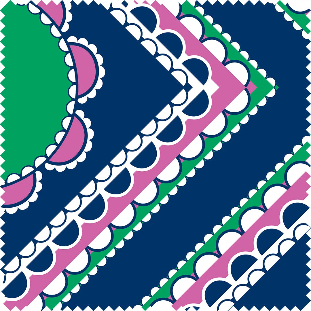 Willoughby Cotton Sateen Navy/Green