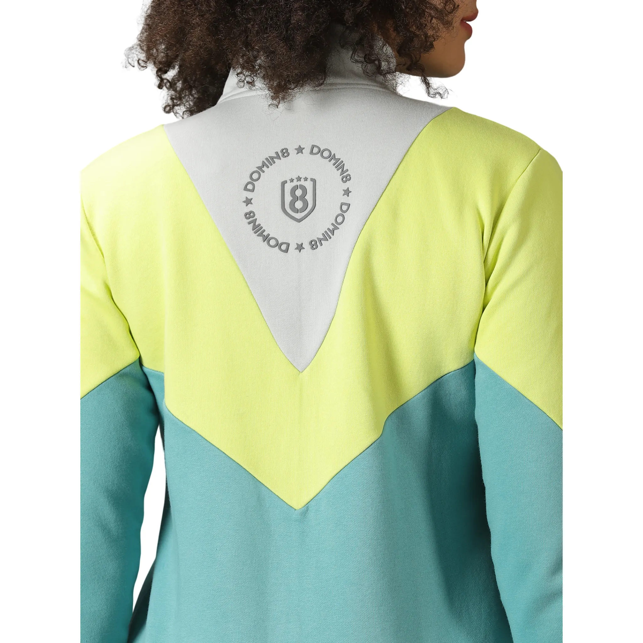 Women's Colour Block Jacket with Zipper closure.